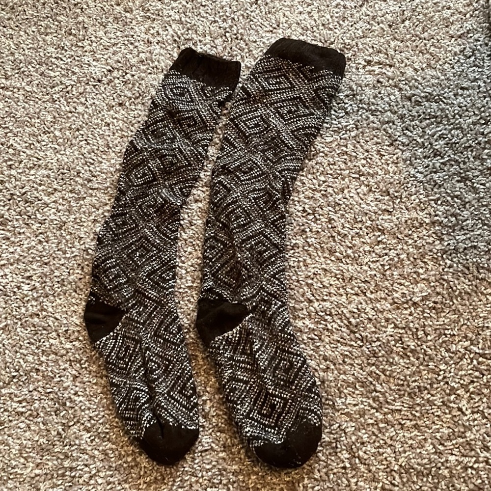 Brown and white knee socks